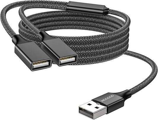 MOGOOD 3.3FT Dual USB Splitter Cable - USB Extension & Power Adapter for Laptop, Mac, Plant Light