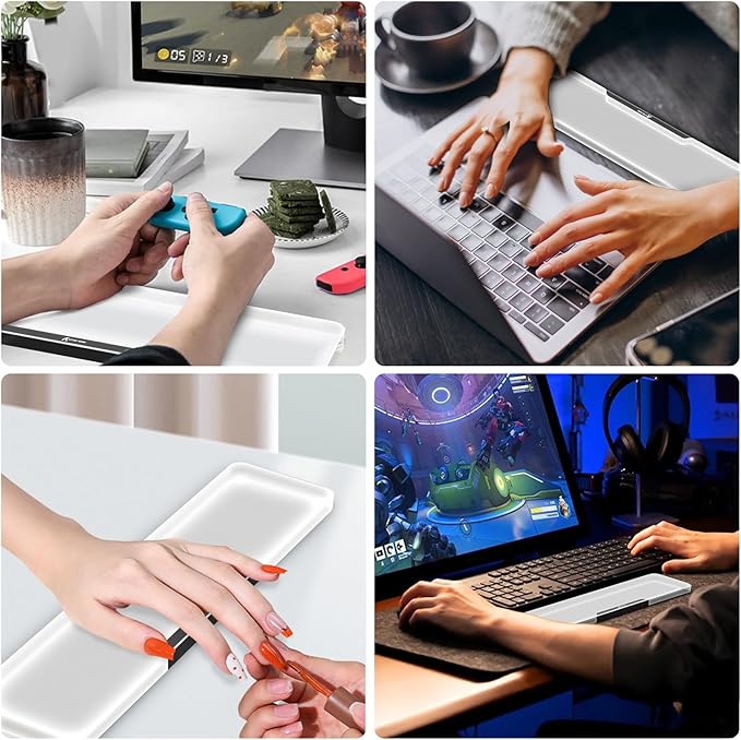 Acrylic Gaming Keyboard Wrist Rest,Clear Ergonomic Palm Rest with Anti-Slip Base,Customized Metal CNC Aluminum Alloy Logo for Compact 80% Computer Keyboard,Office,Home,Laptop,Mac,Easy Typing-Sliver