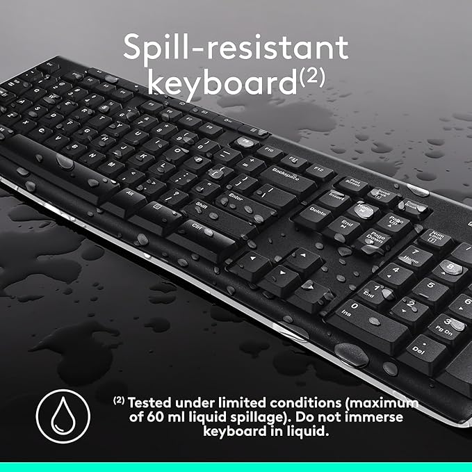Logitech 920004536 MK270 Wireless Combo Keyboard/Mouse USB Black