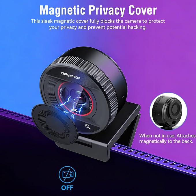 4K Webcam with Microphone for PC Laptop 1080P@60fps Web Cam with Privacy Cover for Streaming with PDAF 8X Digital Zoom for Desktop Camera for Mac Windows USB Web Cam for Teams/Twitch/Zoom/Meeting