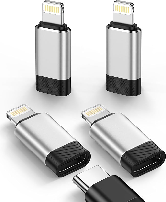 USB C to Lightning Adapter 4 Pack, Fast Charging & Data Sync USB-C Female to Lightning Male Converter for iPhone 14 13 12 11 Pro Max XR X, iPad, AirPods, Type C to Lightning Adapter – No Headphone/OTG