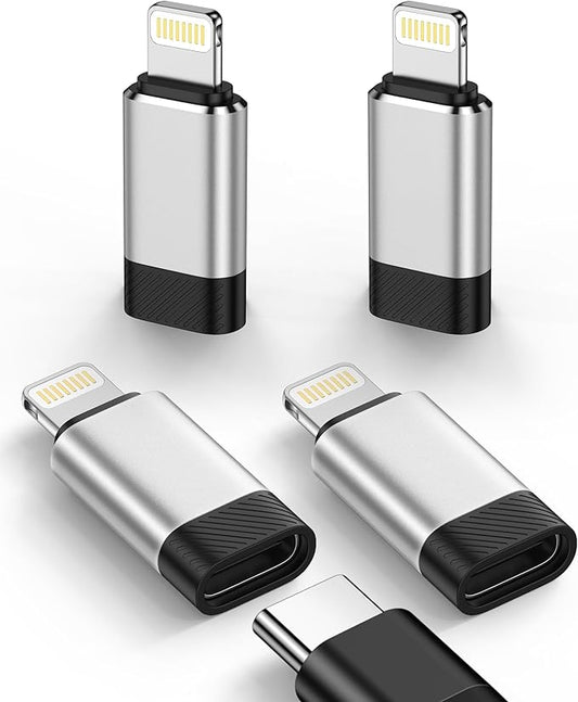 USB C to Lightning Adapter 4 Pack, Fast Charging & Data Sync USB-C Female to Lightning Male Converter for iPhone 14 13 12 11 Pro Max XR X, iPad, AirPods, Type C to Lightning Adapter – No Headphone/OTG