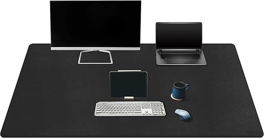Mydours Extra Large 59" x 24" PU Leather Desk Pad, Desk Mat for Keyboard & Mouse, Premium Office Desk Protector with Stitched Border, Waterproof Surface for Home Office & Gaming Setup (Black)