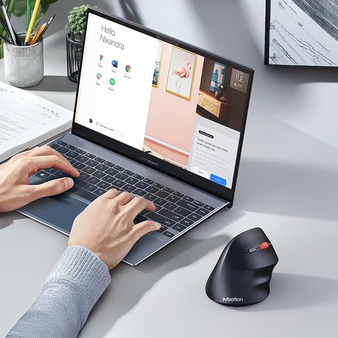 MEETION New Ergonomic Mouse Wireless, Bluetooth Vertical Mouse with 3 Multi-Device for Bluetooth(5.3 * 2), 4 DPI 1200-3200 Ergo Mice for Windows/Mac/PC/Laptop/Computer(Large Hands)