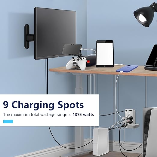 LIDER 6-Outlet Surge Expander with USB Type A/C and Guide Light, Surge Protector Up to 1500J, Guide Light with LED Indicator, USB Outlet Extender, 2 Type C and 1 Type A Flat Outlet Splitter, UL-Listed