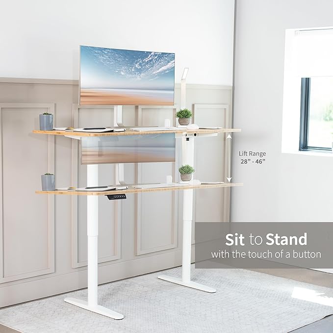 VIVO Electric Single Motor Standing Desk Frame for 41 to 74 in Table Tops, Memory Height Adjustment, Frame Only, White, DESK-E151EW