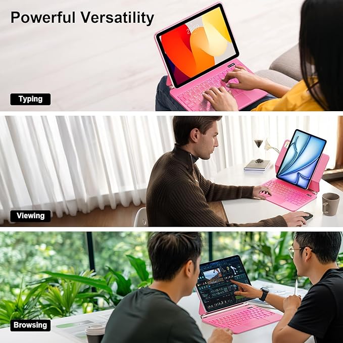 for iPad Air 11 inch Case with Keyboard (M4/M3/M2,2026/ 2025/2024), iPad Pro 11 (4th/3rd/2nd/1st Gen) & Air 5/4th,Magic-Style Magnetic Case Keyboard with 7-Color Backlight, Multi-Touch Trackpad