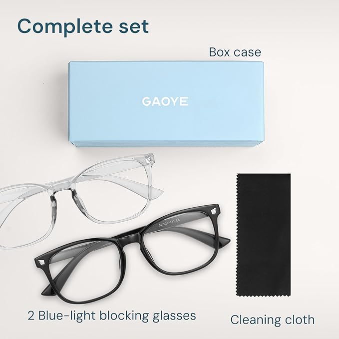 Gaoye Blue Light Glasses for Computer & Gaming - Anti UV Ray Lenses, Scratch-Resistant & Comfort Fit