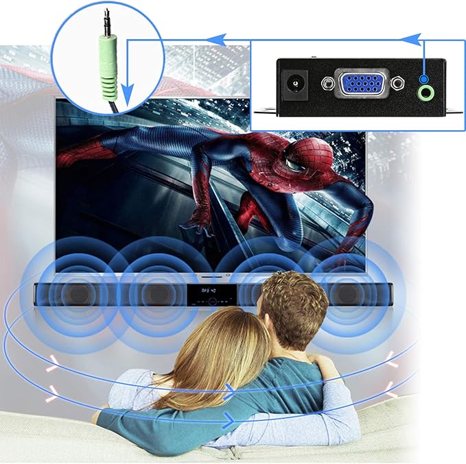 JideTech HDMI to VGA Converter with 3.5mm Audio Supports 1080P for PC Laptop Display Computer Mac Projector
