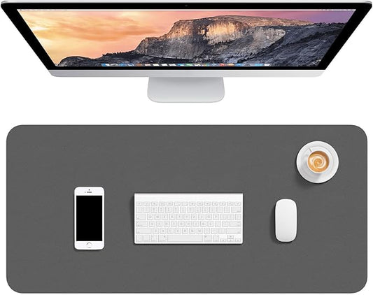 Hsurbtra Desk Pad, 30" x 14" PU Leather Desk Mat, XL Extended Mouse Pad, Waterproof Desktop Blotter Protector, Non-Slip Ultra Thin Large Laptop Keyboard Writing Mat for Office Home, Dark Gray