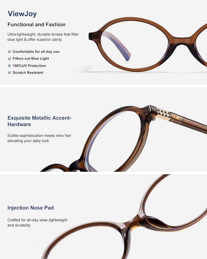 Retro Oval Blue Light Glasses for Women Fashion Computer Glasses Bluelight Blocking Eyewear Vintage Frame