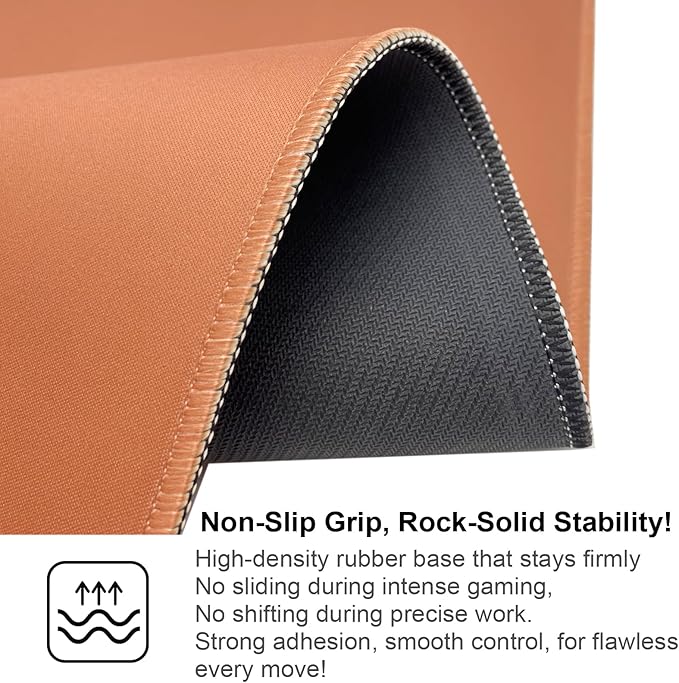 Large Gaming Mouse Pad, Non-Slip Rubber Base, [27.5x11.8IN] Computer Desk Mat for PC, Mac, Laptop - Stitched Edges and Smooth Surface for Office, Home, Work-70x30 BrownJ