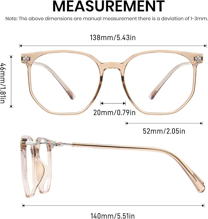 Cyxus Retro Blue Light Glasses Men - Square TR90 Metal Blowline Frame Stylish Trendy for Computer Daily Work 8252