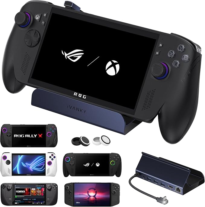 iVANKY ROG Xbox Ally X (2025)/ROG Ally Dock, 8-in-1 Docking Station 4K@144Hz for ASUS ROG Ally X/Valve Steam Deck OLED/Legion Go 2/S, HDMI 2.1, 1Gbps Ethernet, 3*USB-A 3.0, 100W Charge