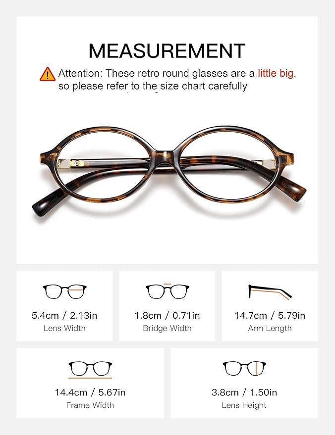 Slocyclub Fashion Oval Blue Light Blocking Glasses for Women Men Vintage Oval Small Frame Eyeglasses Retro Glasses, Whiskey Tortoise