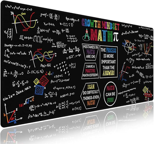 Extra Large Gaming & Office Mouse Pad (31.5" x 11.8") – Math Science Inspirational Quote Colorful Formulas Slide Design, Premium Anti-Slip XXL Desk Mat with Durable Stitched Edges