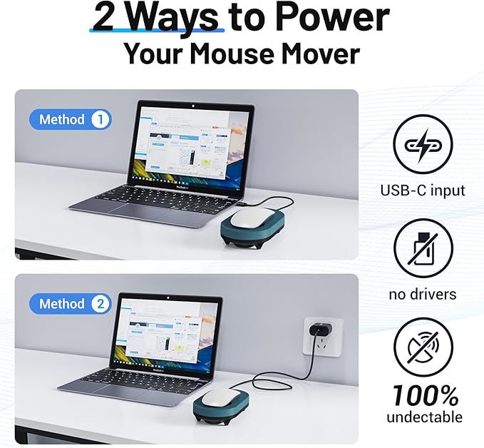 HONKID Undetectable Mouse Mover Jiggler with ON/Off Switch and USB Port Drive-Free,Simulate Physical Automatically Mouse Movement,Prevent Computer Laptop Inactive/Lockdown(Light Blue)