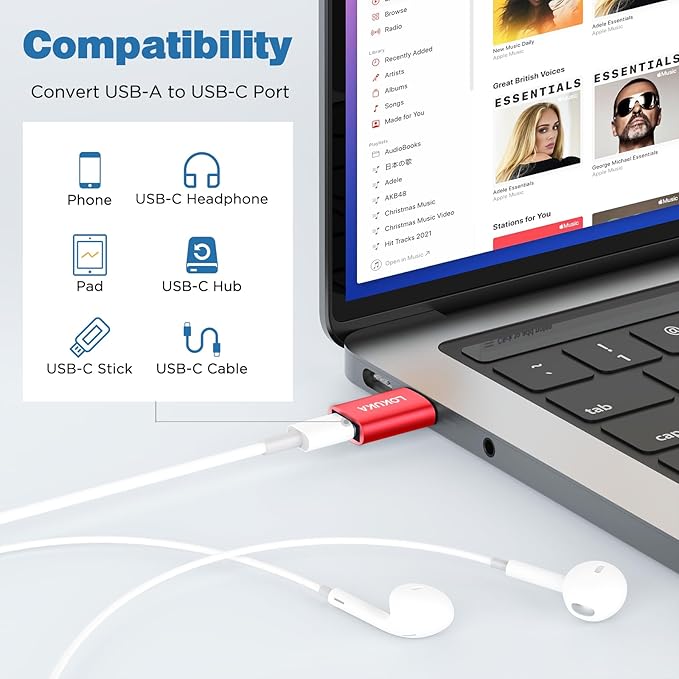 USB C Female to USB Male Adapter 3-Pack, 5Gbps USB A 3.0 to Type C Converter for Laptop, PC, Car to Flash Disk, USB C Headphones, Mobile, Pad, Red