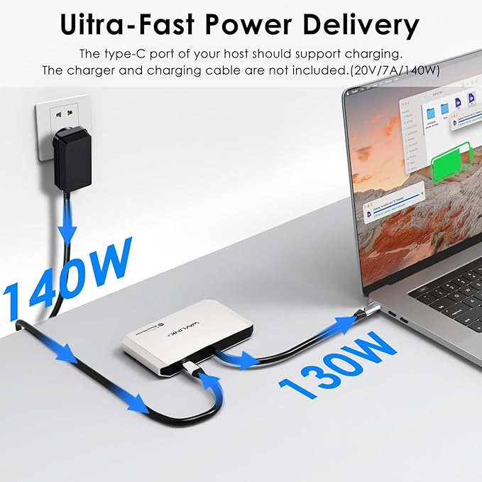 4 Monitor Docking Station, WAVLINK Quad Monitors Adapter for M1/M2/M3/M4 macOS Systems, 140W PD in, 4 HDMI, Quad 4K Output, SMI Driver & Host USB3.2 Gen 2 Required