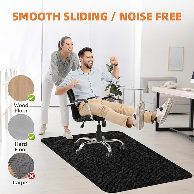HomeMall Office Chair Mat for Hardwood and Tile Floor, Computer Chair Mat, Non-Slip Floor Protector, Under Desk Mat for Rolling Chair, Slate Black(48"x36")