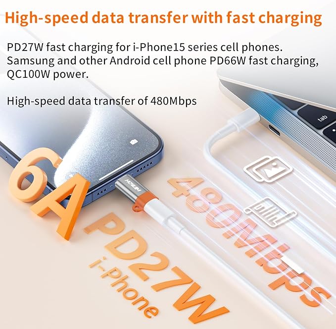 Light-ning to USB C Adapter 2Pack,PD27W/66W QC100W Fast Charging Data Transfer,Light-ning Female to USB C Male,Type C Charger Connector Cable for Phone 17/16/15 Pad G-alaxy,Not for Headphones/OTG Gray