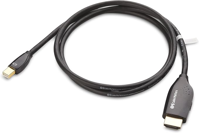 Cable Matters Mini DisplayPort to HDTV Cable in Black 3 Feet - Thunderbolt and Thunderbolt 2 Port Compatible