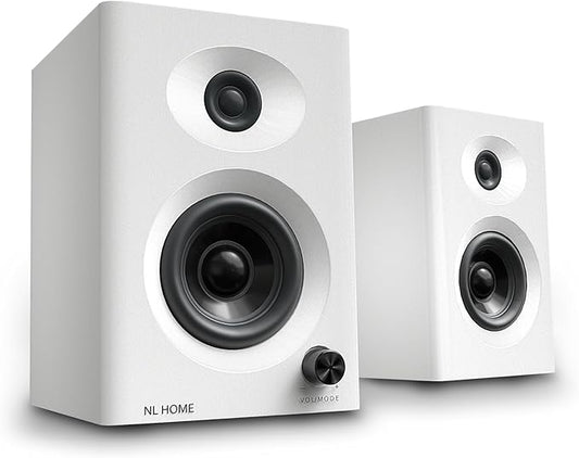 3-Inch Bluetooth 5.3 Computer Speakers for PC, Max 60W RMS Rich Stereo Sound with Good Bass & Clear Highs, Stable Aux/RCA Inputs, for Gaming, Home Office, Studio, White Pair