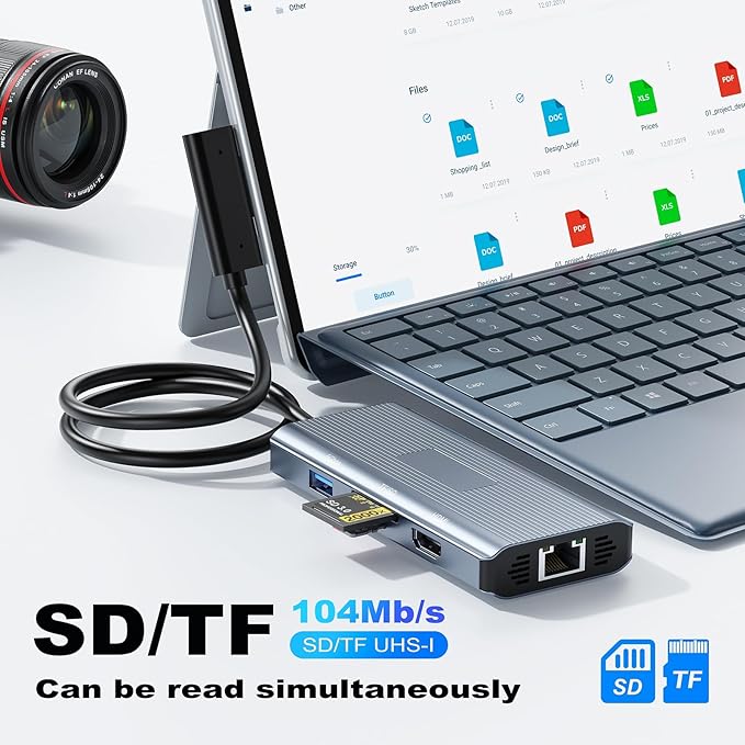 10 in 1 Microsoft Surface Docking Station-Surface Dock with HDMI Ethernet SD/TF Slot 3*USB 3.0+2*USB C 3.0+1*USB C PD,Docking Station for Surface Pro 11/10/9/8/X/7/6/5, Surface Laptop, Surface Book