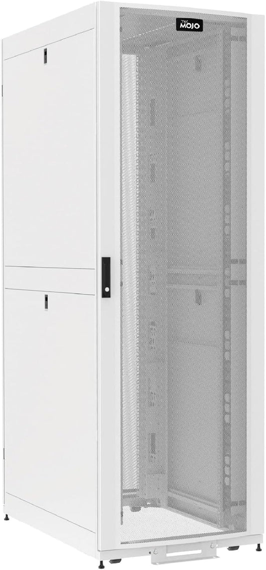 Tecmojo 48U Server Rack Cabinet - PRE-Assembled 32inch Width 43inch Depth IT Network Equipment Cabinet Rack Enclosure with Casters - 3000lbs Weight Capacity, White
