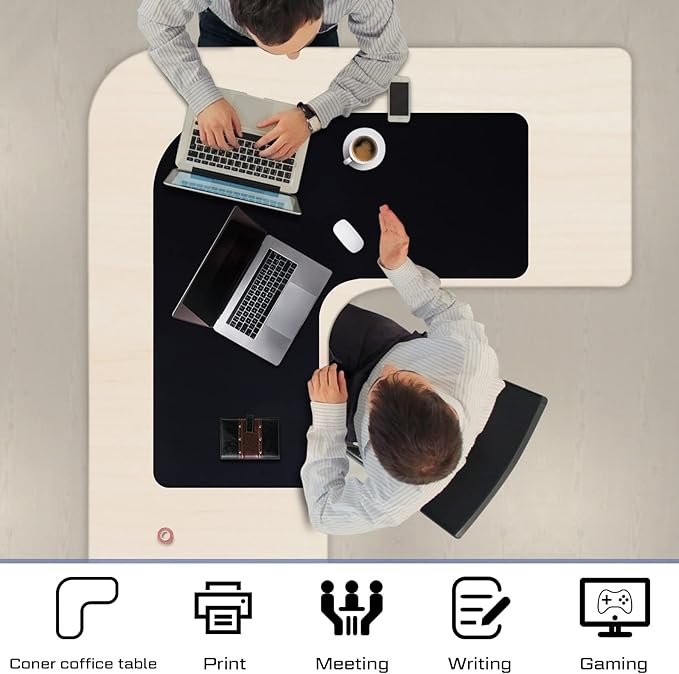 Amylove L Shaped Desk Mat Corner Mouse Pad Waterproof Large Rubber Corner Desk Mat for Office Home L Shaped Curved Keyboard Pad Gaming Setup Computer Protection Supplies, 36.2 Inches(Black)