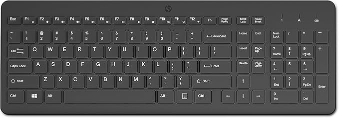 HP 220 Wireless Keyboard - 2.4GHz Connectivity w/Data Encryption - Low-Profile Chiclet Keys - Win/Mac - Laptop, PC Compatible - Shortcut Keys & Num Pad - LED Num, Caps, & Scroll Lock (‎‎805T2AA#ABA)