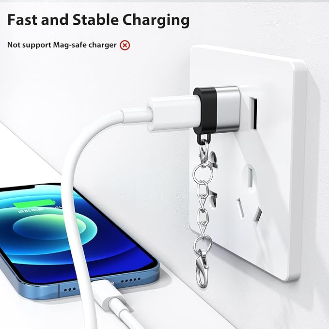 USB C Female to USB Male Adapter 10 Pack with Keychain, 18W Charging & 480Mbps Data Transfer Sync Converter, USBC Type C Connector for Laptop Car Charger Headphone Computer Hub and More