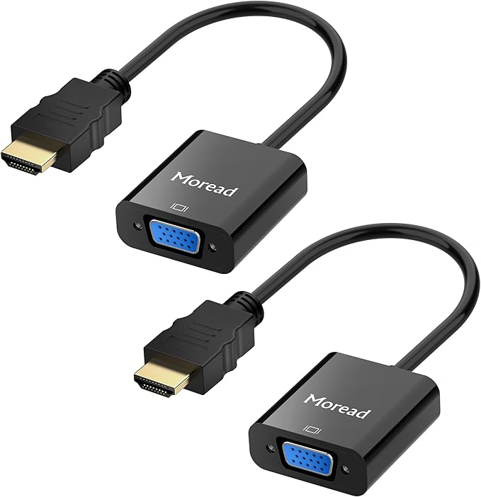 HDMI to VGA, 2 Pack, Uni-Directional Gold-Plated HDMI to VGA Adapter (Male to Female) for Computer, Desktop, Laptop, PC, Monitor, Projector, HDTV, Chromebook, Raspberry Pi, Xbox and More