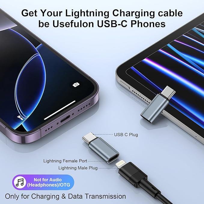 3 Pack Lightning to USB C Adapter [Apple MFi Certified] for iPhone 17 Air Pro Max 16e 16 15,USB Type C to Lightning Cable Adaptor Fast Charging & Data Transfer for Samsung,Not for Headphone/Audio/OTG