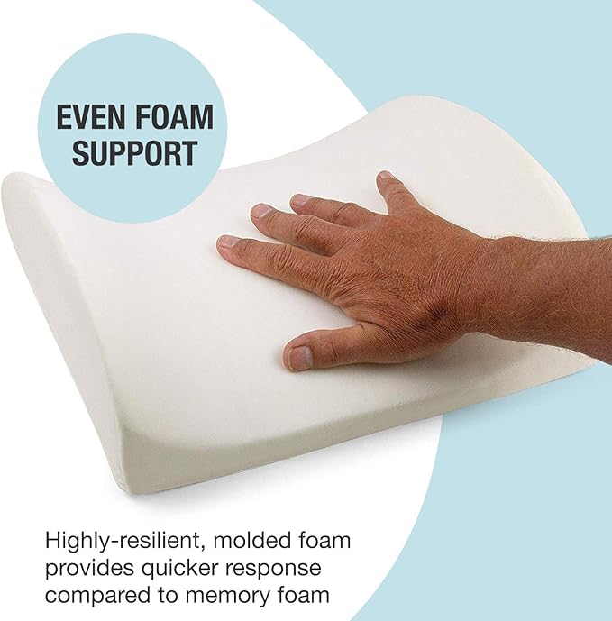 DMI Lumbar Support Pillow for Chair to Assist with Back Support with Removable Washable Cover to Ease Lower Back Pain and Discomfort while Improving Posture,14 x 13 x 5,Contoured Foam,Premium,Navy