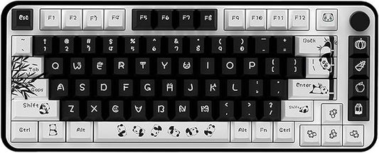 Panda Theme Keycap Set 138 Keys, Cherry Profile PBT Dye-Sub Keycaps for Mechanical Keyboard, 5-Side Sublimation Keycaps Compatible with MX Switch (for 60% 65% TKL 100% Layout)