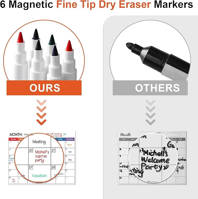 3 Pack， Magnetic Dry Erase Calendar for Refrigerator - Monthly, Weekly, Daily Magnet Fridge Whiteboard Planner for Chore Chart, Menu, to Do List, 14"X11", w/ 6 Markers, Style 3