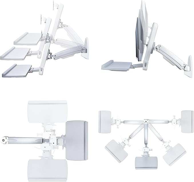 StarTech.com Wall Mount Workstation, Full Motion Sit Stand Desk w/Height Adjustable VESA Monitor Arm & Keyboard Tray, Ergonomic Wall Mounted Computer Workstation, Single Display, TAA