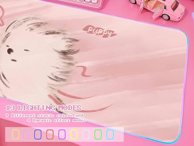 JMIYAV Pink RGB Gaming Mouse Pad 31.5x12 Inch PC XL Large Extended Glowing Led Light Up Desk Pad Non-Slip Rubber Base Computer Cute Mousepad Mat Desk Accessories Gaming Setup 60-0767
