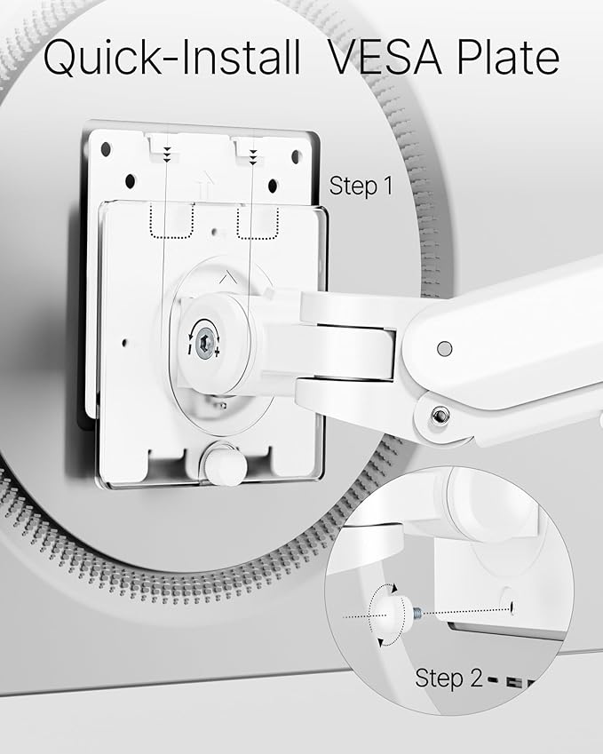 monTEK Deluxe Monitor Arm for 17 to 40 Inch Curved Screens with Cable Management Aluminum Fully Adjustable Single Monitor Arm with Clamp/Grommet, Quick Release Plate,75x75/100x100 VESA