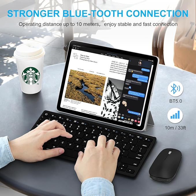 SPARIN Wireless Bluetooth Keyboard and Mouse for iPad 11th 10th Generation, iPad Air (13/11 inch), iPad Pro 13/12.9/11 inch, iPad 9th 8th Gen, iPad Mini 7th 6th-8.3 inch, Above iOS13- Black