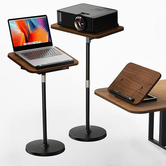 NAMON 2-in-1 Laptop Floor Stand & Desktop, Adjustable Height from 16.5" to 51", Wood Small Laptop Table, Tall Laptop Stand Perfect for Home, Office, Meeting Room, Study (Walnut Finish)
