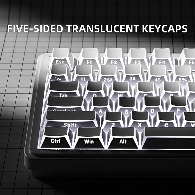XVX White Shine Through Keycaps, PBT Keyboard Keycaps Cherry Profile, Custom Side Printed Keycap Sets Suitable for 60% 65% 75% 80% 100% Mechanical Keyboard