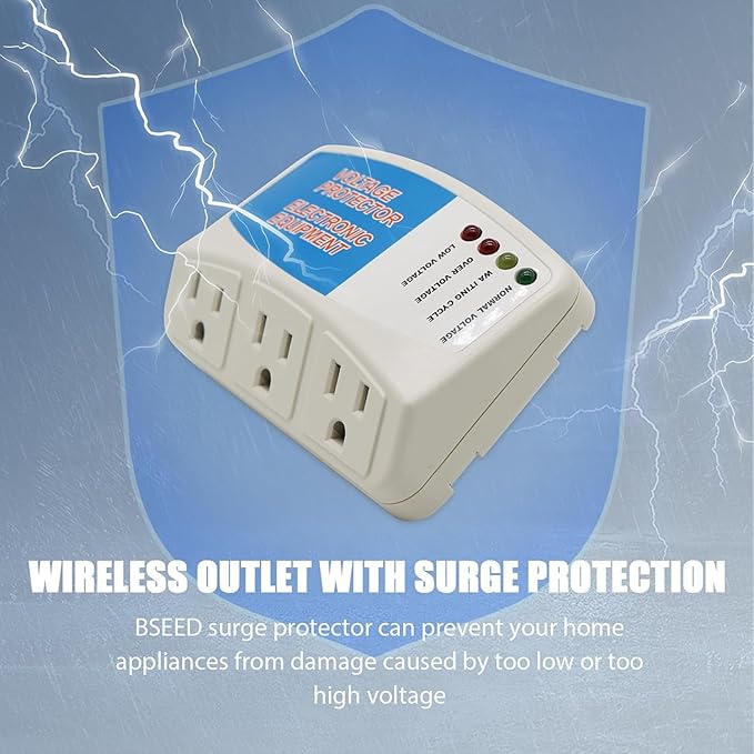 BSEED Surge Protector Home Appliance,3 Outlet Power Surge Protector, Voltage Protector Brownout Surge Refrigerator 1875 Watts,120V 15A(4Pack)
