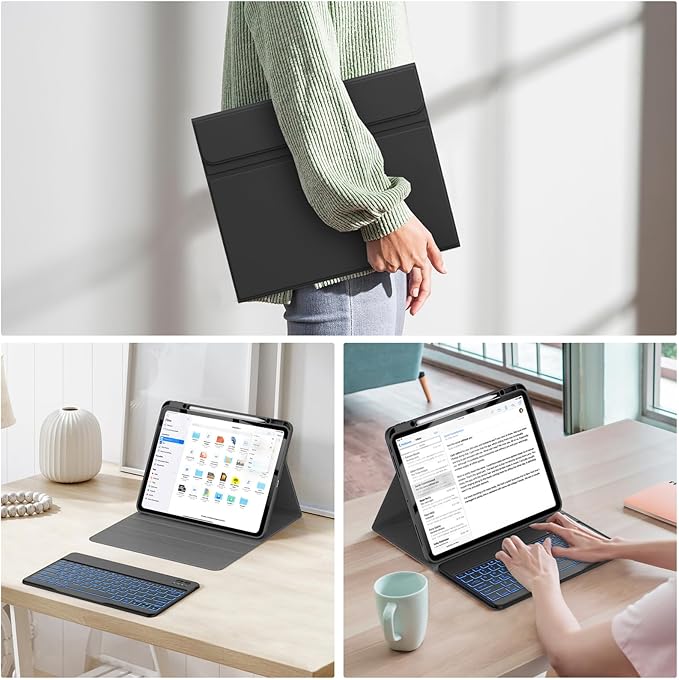 Soke Keyboard Case for iPad Pro 13 Inch (M5 2025/M4 2024), 7-Color Backlit Detachable Bluetooth Keyboard, Folio Stand TPU Back Cover with Pencil Holder for iPad Pro 13", Black New