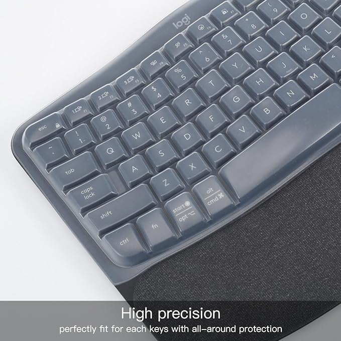 Keyboard Cover Skin for Logitech Wave Keys MK670 Combo Keyboard Skin, Logitech Wave Keys Wireless Ergonomic Keyboard Cover Protector Skin, Logitech Wave Keys Accessories, Clear