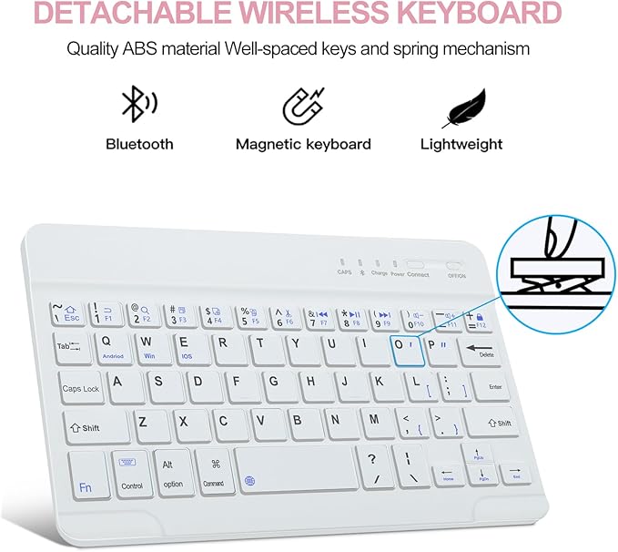 BORIYUAN iPad Mini (A17 Pro) 7th Keyboard Case 2024, Detachable Wireless Bluetooth Keyboard, Smart Slim Folio Cover with Build-in Pencil Holder for iPad Mini 7th/6th 2021 Generation 8.3 inch Rose Gold