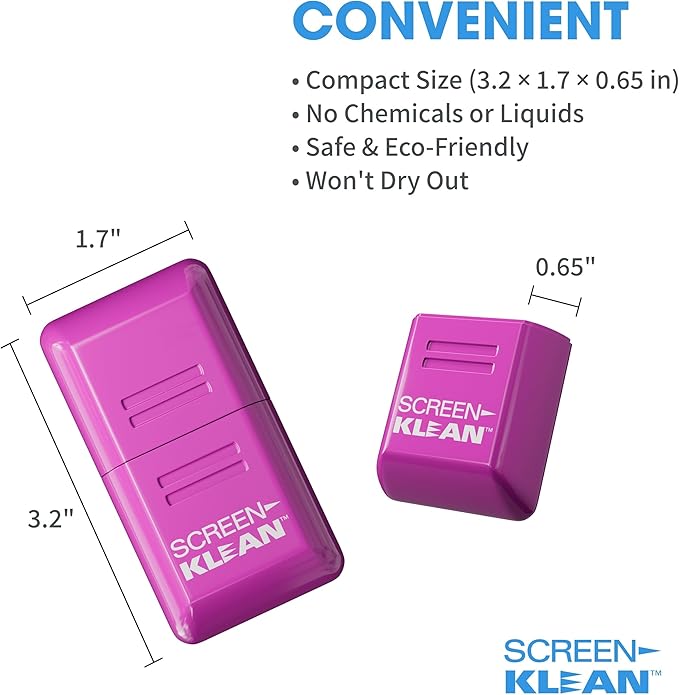CarbonKlean ScreenKlean Tablet Screen Cleaner - Compatible with iPad, Android & Amazon Tablet - with Carbon Microfiber Tech-Injected Purple-1 Count (Pack of 1)