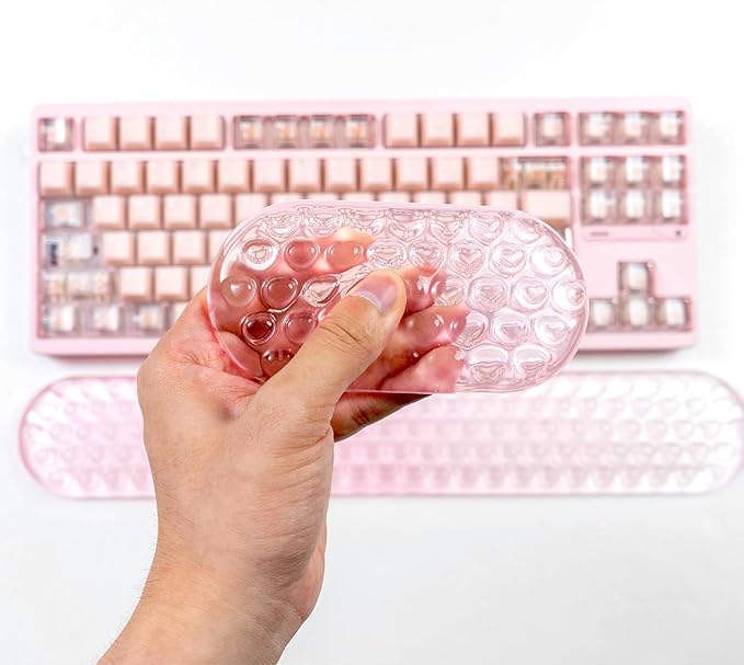 Ergonomic Gel Keyboard and Mouse Wrist Rest Set – Light Pink Wrist Rest for Computer Keyboard 75% 80%, Comfort & Support for Typing and Gaming