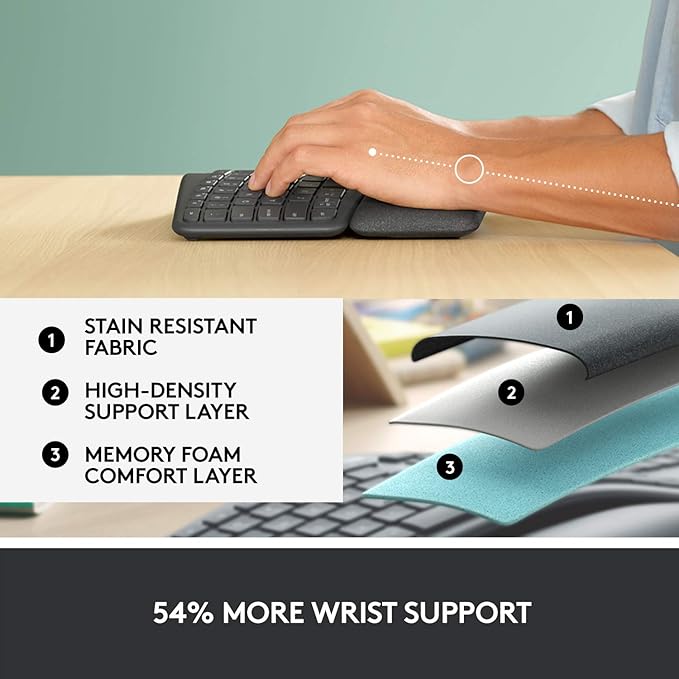 Logitech Ergo K860 Wireless Ergonomic Keyboard with Wrist Rest and MX Vertical Wireless Mouse